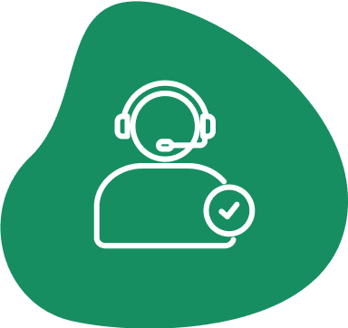 A green background with an icon of a person wearing headphones.