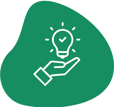 A green background with a hand holding an idea light bulb.